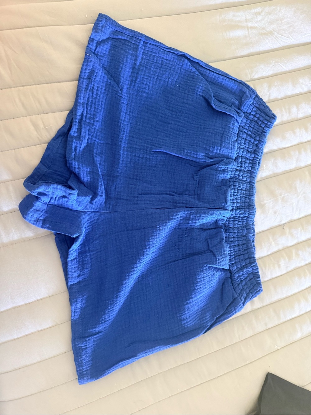 Elan Cobalt Blue High-Waist Smocked Shorts